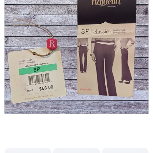 NWT Rafaella Black Leather Trim Straight Leg Women's Pants ~size 8 Petite - Picture 6 of 6